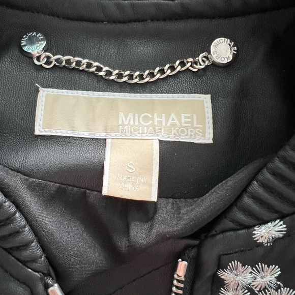 Michael Michael Kors Faux Leather Bomber Jacket Small NWOT - Picture 3 of 4